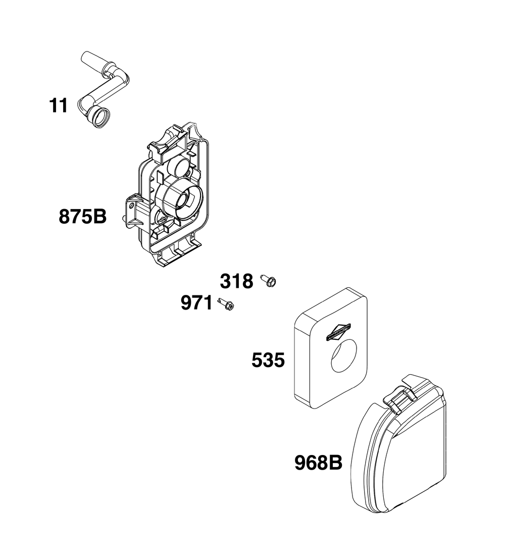 Air Cleaner Group Diagram and Parts List for 09P702-0278-F1 020000 - 09Z999 Briggs and Stratton Engine